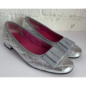 Ferca 81 Silver Quilted Heels Pumps  Bow Women's Size 10 EU 40 Made in Italy